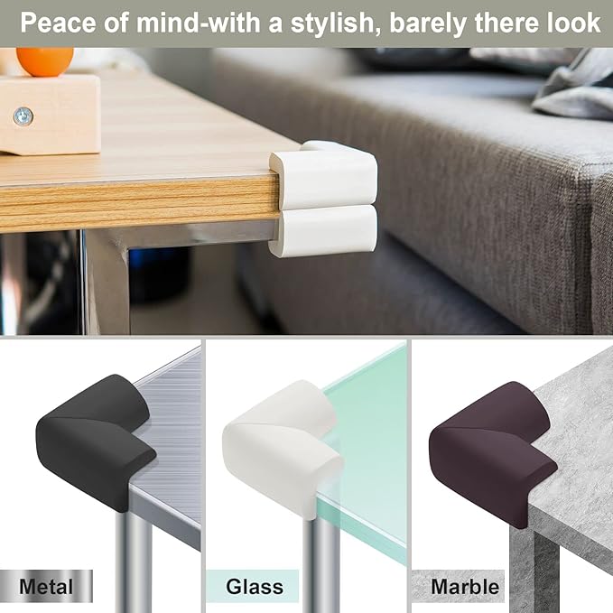 8 Pack Corner Protector for Baby, Heavy-Duty Soft Rubber Foam Furniture Corner Bumper Guards, Child Safety Furniture Bumper, Adhesive Pre-Taped Corner Protectors,Soft Sponge Table Corners, Brown