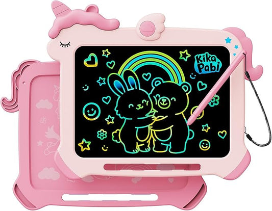 Kikapabi LCD Writing Tablet for Kids, Unicorn Colorful Screen Doodle Board, Electronic Drawing Pad, Educational Toy, Toddlers Travel Toy, Christmas Birthday Gift for 3 4 5 6 7 Year Old Girls Pink