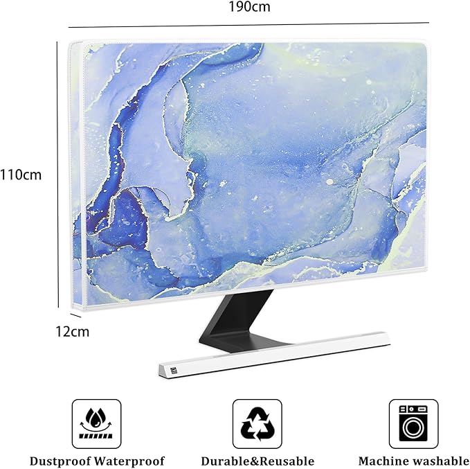 Baocicco Modern Violet Marble Waterproof TV Cover Anti-Static Dustproof Protective Cover for LCD/LED/HD 80 Inch Decorative Monitor Accessories Covers for Television LED LCD OLED TVs Screen