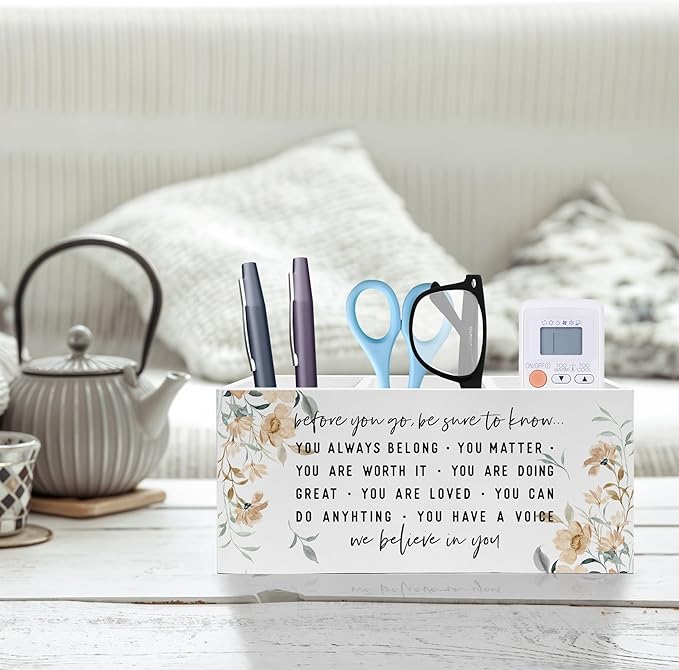 Exqcom Before You Go Inspirational Pen Pencil Holder, Motivational Gifts for Women, Watercolor Floral Positive Affirmations Pencil Pen Holder Organizer for Home Office Desk Accessories
