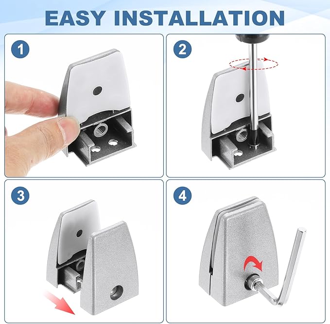 PATIKIL 1.7x1.3x2.4" Desk Divider Support Clamp, 8 Pcs Aluminum Desk Shield Clamp Desk Divider Partition Clamp Sneeze Guard Clamp Bracket for Office Home Desk Panel, White