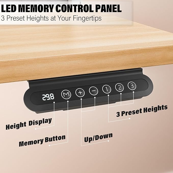 Kingant 40 x 24 Inch Electric Standing Desk with 4 Drawers, Height Adjustable Sit to Stand Computer Desk with Storage Shelf and C-Clamp Mount Compatibility for Home Office, Nature