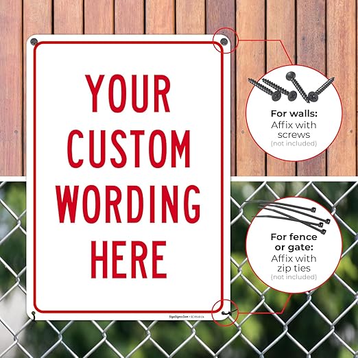 Custom Sign, Personalized Metal Signs, Customize for Office, Business, Workplace, office, Home, Airbnb, Delivery Signs, 10x14 Inches, Rust Free .040 Aluminum, Made in USA