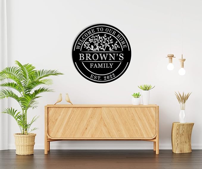 Welcome to Our Home Metal Sign, Personalized Family Name Tree of Life Sign, Custom Tree of Life Name Sign, Custom Welcome Door Sign, Metal Welcome Signs, Door Hanger, Housewarming Gift