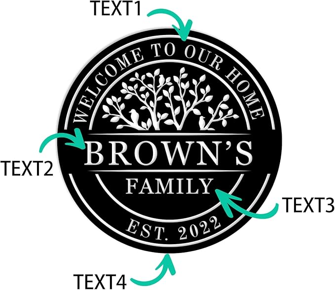 Welcome to Our Home Metal Sign, Personalized Family Name Tree of Life Sign, Custom Tree of Life Name Sign, Custom Welcome Door Sign, Metal Welcome Signs, Door Hanger, Housewarming Gift
