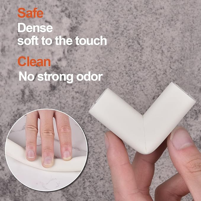 2 Pack Baby Proofing Edge and Corner Guards, (16.4ft Edge + 4 Corners) Safety Furniture Bumper, Baby Corner Protector for Fireplace, Table, Stair, Cabinet, 3M Adhesive, White