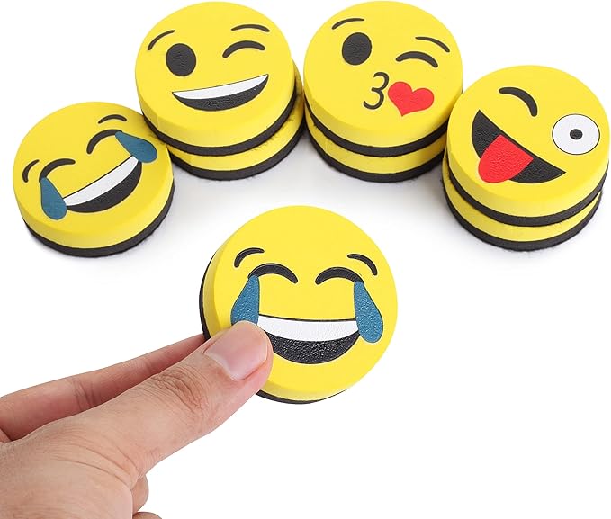 Mr. Pen- Smiley Magnetic Whiteboard Erasers, 8 Pack - Mini, Cute, Dry Erase