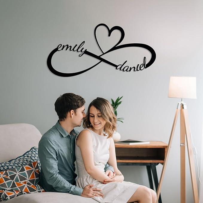 Personalized Valentines Day Metal Wall Sign, Custom Infinity Heart Love Couple Name Sign, Valentine Day Couple Gift, Metal Engagement Sign, Wedding Gift For Husband and Wife, Home Decoration
