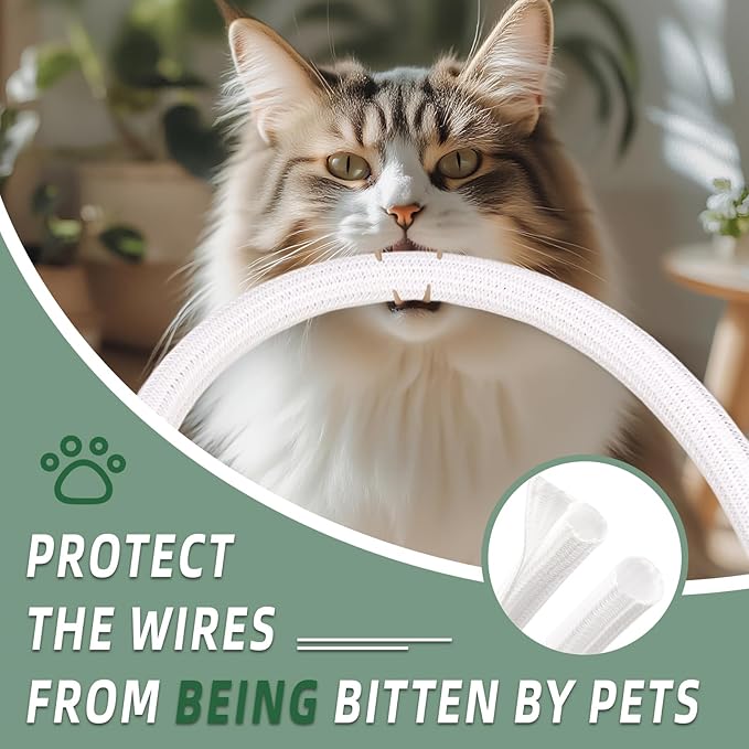 Split Wire Loom Tubing, Cable Protector Sleeve, Braided Cable Management for TV/Computer/Home Theater/Engine Bay, Cord Protectors from Pets No Chew (White, 3/4"-10ft)