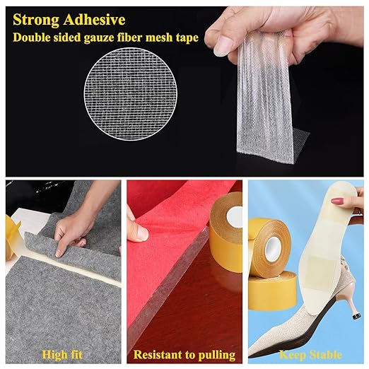 KAIYUER Thin Double Sided Tape Heavy Duty, 1.4" x 66 FT,Double Sided Fabric Tape for Crafts, Walls,Super Sticky Resistente Clear 2 Sided Tape,Easy Use Mounting Tape
