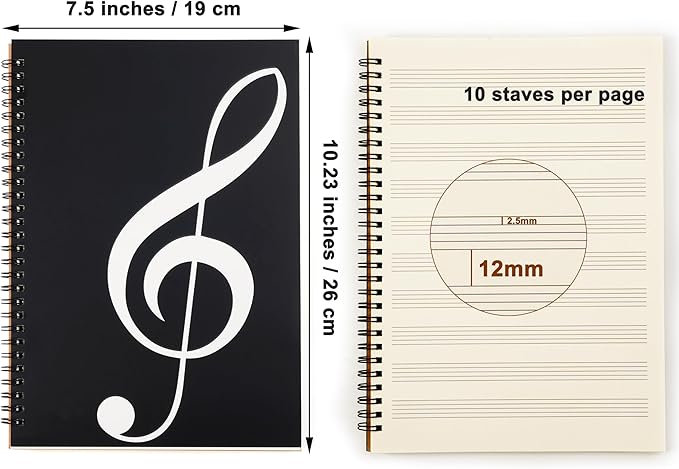 MoHern Blank Sheet Music Notebook, 160 Pages Composition Staff Paper Notebook, Manuscript Paper Notebook, 10 Staves (Music clef notebook)