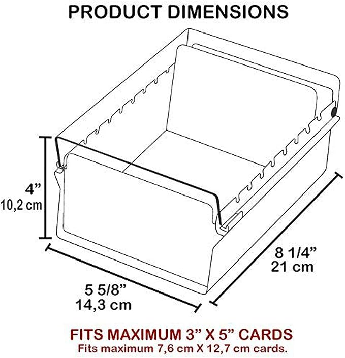 Acrimet 3 x 5 Card File Holder Organizer Box Metal Base Heavy Duty (AZ Index Cards and Divider Included) (White Color with Clear Crystal Plastic Lid Cover)