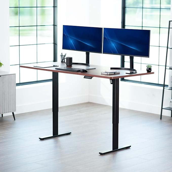VIVO Electric 71 x 36 in Standing Desk, Memory Height Adjustment, 1B Series, Holds 220 lbs, Dark Walnut Top Black Frame, DESK-KIT-1B7D-36