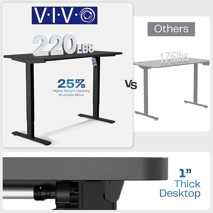 VIVO Electric 60 x 24 in Standing Desk with Full-Size RGB Mouse Pad, Memory Height Adjustment, 1B Series, Holds 220 lbs, Black Top Black Frame, DESK-KIT-1B6BP-24