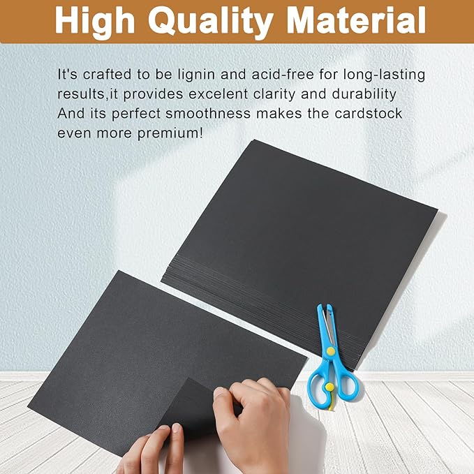 Silunkia 120 Sheets Shimmer Black Cardstock 8.5 x 11 Crafts Paper, 250gsm/92lb Heavyweight Construction Paper Card Stock for Halloween, DIY Cards Making, Greeting Cards, Party, Wedding Invitations