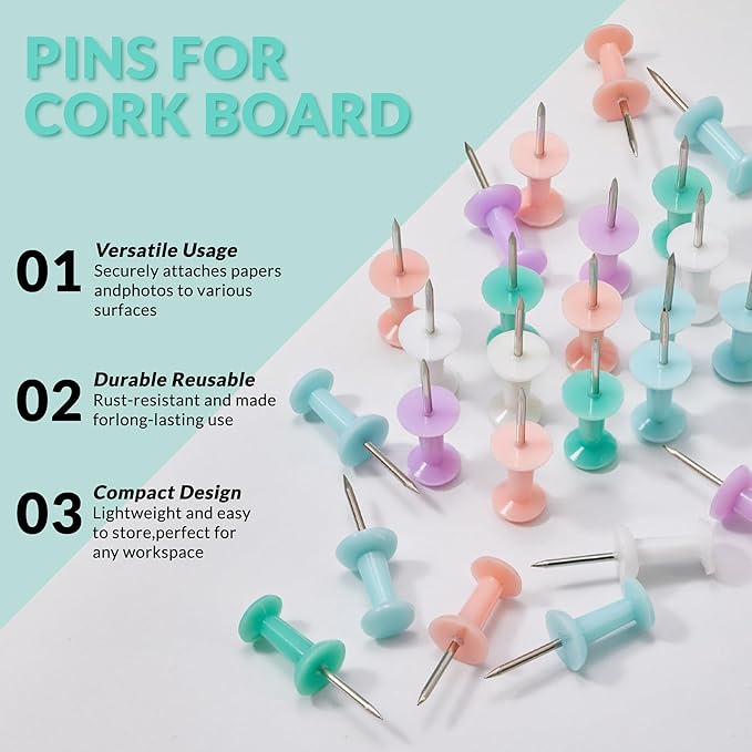 LincOficey 400pcs Push Pins, Colored Thumb Tacks for Cork Board, Bulletin Board and Foam Boards (Multicolor)
