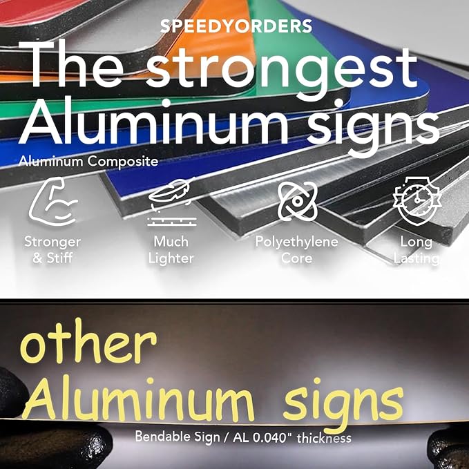 Custom Personalized Aluminum Metal Business Signs, Outdoor Waterproof, White Aluminum (Blue, 18x12 In)