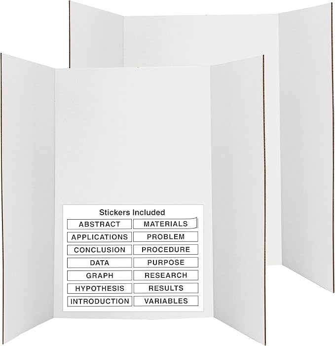 White Tri-Fold Presentation Board 28" X 40" Display Exhibition Board Lightweight and Portable with Smooth Surface Great Business presentations (Pack of 2) - by Emraw