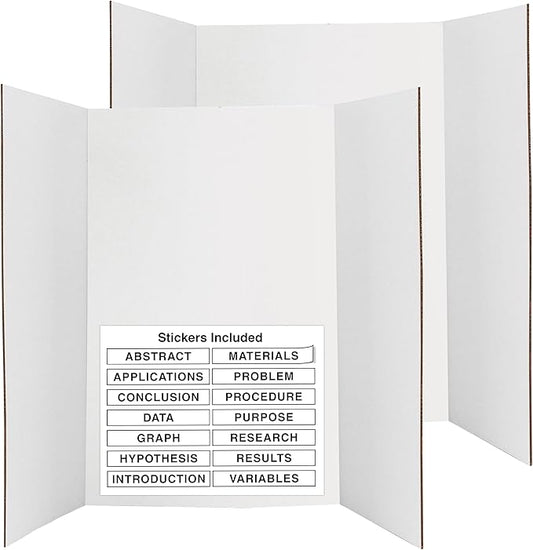 White Tri-Fold Presentation Board 28" X 40" Display Exhibition Board Lightweight and Portable with Smooth Surface Great Business presentations (Pack of 2) - by Emraw