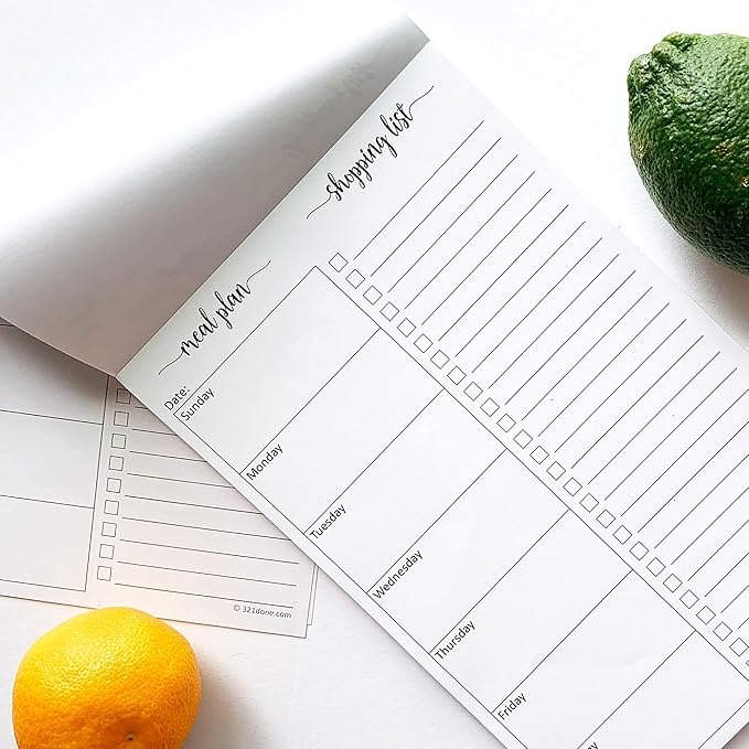 321Done Magnetic Meal Planning Notepad - Large Letter Size (8.5x11) Weekly Menu Planner Tear-Off Refrigerator Fridge Shopping List Meals Grocery Memo Pad - Perforated Sunday Start, Made in USA