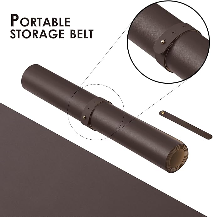 Leather Desk Mat - Non-Slip PU Desk Pad for Office and Home - Desk Organization and Accessories - Ideal for Large Mouse Pad and Desk Mats on Top of Desks (Coffee,31.5"x 15.7")