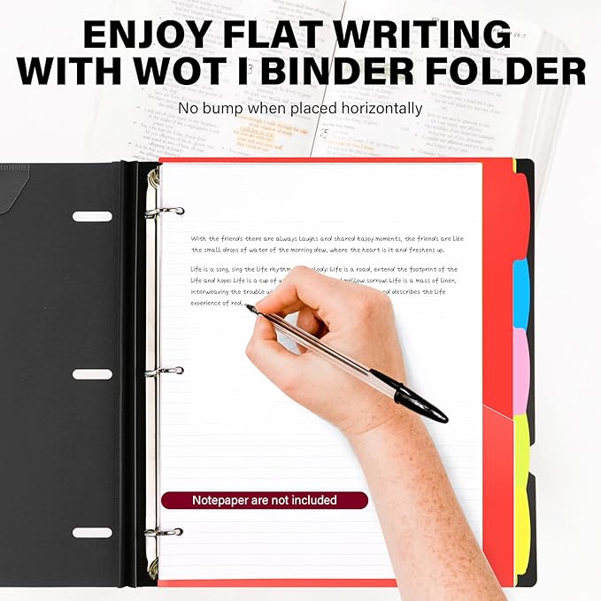 WOT I Telescoping Project Organizer 2-Pack, Refillable 3 Ring Binder with Dividers and Pockets, 13 Pocket Folders, 1 Inch 3 Rings, Black
