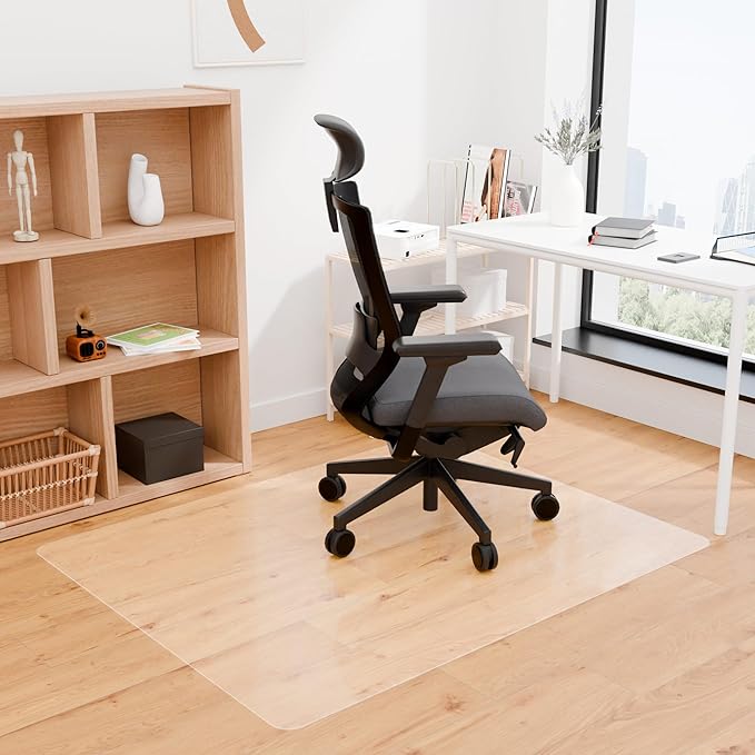 100pointONE Office Chair Mat for Hardwood Floors, Easy Glide Computer Chair Mat, Clear Floor Protector for Chairs 48" x 48"