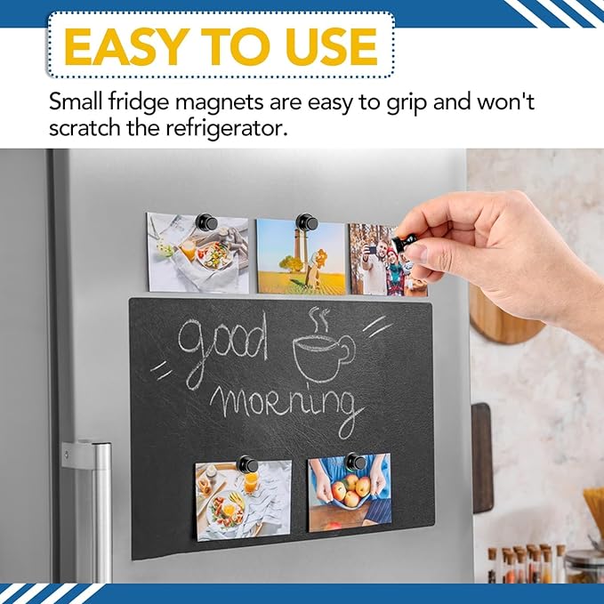 LOVIMAG 16Pcs Strong Fridge Magnets,Black Refrigerator Magnet, Push Pin Magnets,Strong Whiteboard Magnet for Map Pins, Kitchen, Office, School, Adults,Thumb Tacks Magnets,Dry Erase