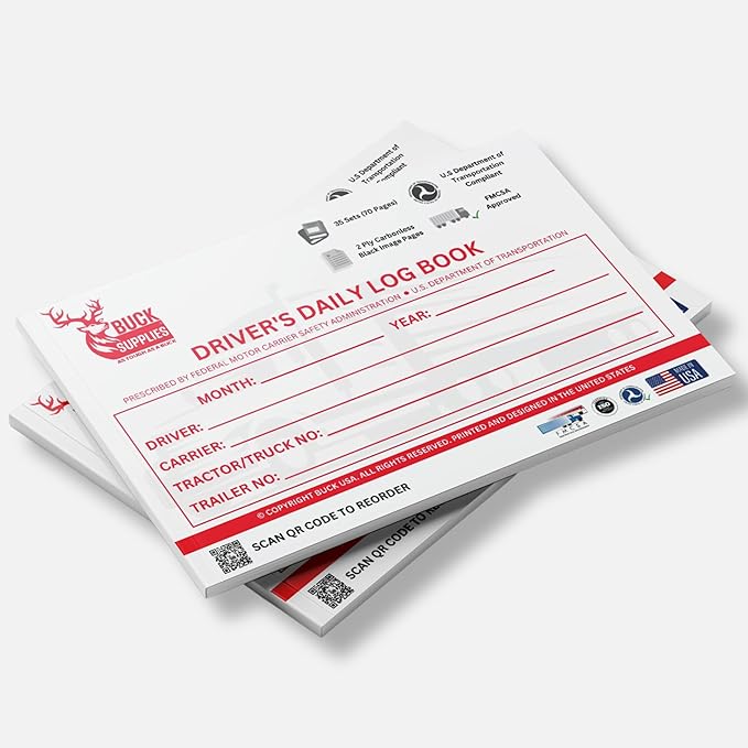 10 Pack Driver Daily Log Books for Truck Drivers with 7 & 8 Day Recap - 35 Sets of Forms Per Log Book, 2-Ply Carbonless, 5.5" x 8.5", DOT Log Book for Truck Drivers, FMCSA Compliant, Easy Tear-Out