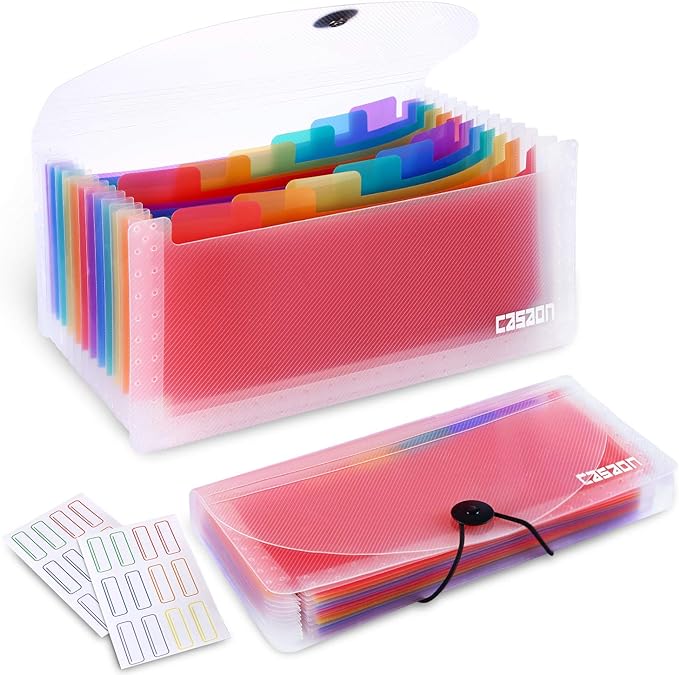 2 Pack 13-Pockets Expanding Accordion File Folder Mini Organizer Wallet for Storage Invoice/Receipt/Cards/Coupon/Tickets