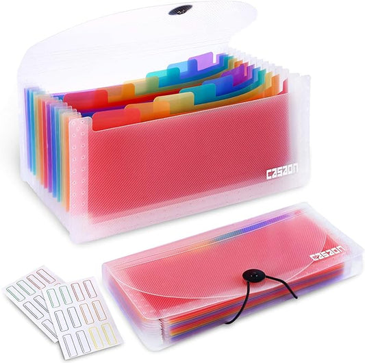 2 Pack 13-Pockets Expanding Accordion File Folder Mini Organizer Wallet for Storage Invoice/Receipt/Cards/Coupon/Tickets