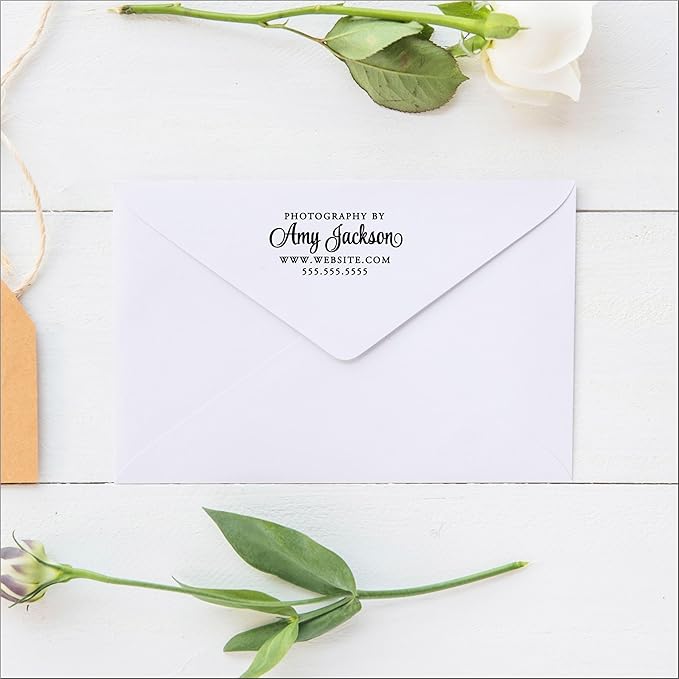 PrettySweetParty Self Inking Return Address Stamp - Custom 4 Line Personalized Address Stamp for Envelopes, Wedding Invitations, Business, Mailing Labels (Harrison)