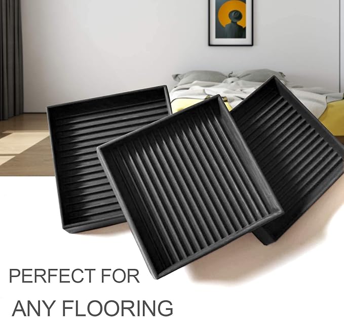Yelanon Non Slip Furniture Pads for Hardwood Floors -8 Pcs 3” Furniture Coasters Cups, Anti Skid Furniture Grippers Rubber Feet, Floor Protectors for Furniture Bed Couch Stoppers Black