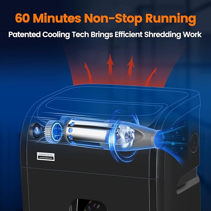 VidaTeco Paper Shredder for Home Office Heavy Duty with 60 Mins Running with US Patented Cutter,Shred CD/Card with Extra Large Bin,AUTO Jam Proof(ETL) (20-Sheet Cross Cut)