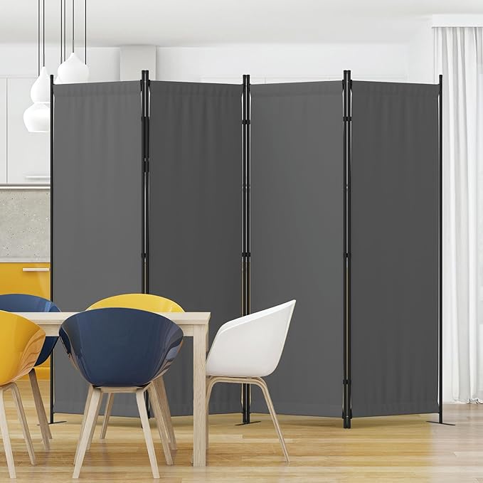 Kecreque Privacy Screen Room Divider as Dressing Screen 4 Panel Wall Room Divider with 3 Wider Feet Portable Wall 6FT Partition Wall for Office Dining Room Children's Separate Rooms,Grey