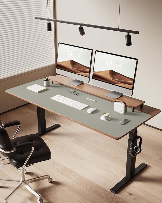 YSAGi Leather Desk Protector, Office Mat, Large Mouse Mat, Non-Slip PU Leather Blotter, Laptop Pad, Waterproof Writing Pad for Office and Home (Olive Beige, 47" x 17")