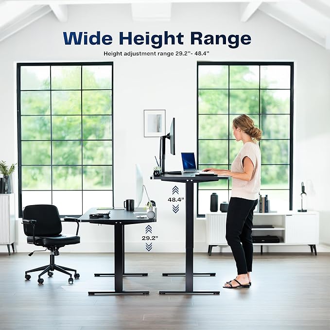 VIVO Electric 71 x 36 in Standing Desk, Memory Height Adjustment, 1B Series, Holds 220 lbs, Light Wood Top Black Frame, DESK-KIT-1B7C-36