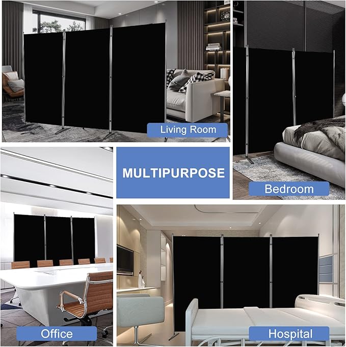 Room Divider 6FT Folding Privacy Screens, 3 Panel Partition Room Dividers w/Freestanding Design, Portable Wall Divider for Room Separtation, Fabric Screen Panel for Home Office Bedroom Dorm