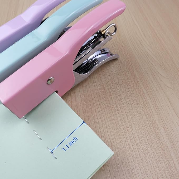 Aacehlh Small Hand-held Stapler Set, 15 Sheet Capacity, Includes 750Pcs Staples and A Staple Remover, Mini Desktop Stapler for Office, School, Home or Travel Use. (Pink)
