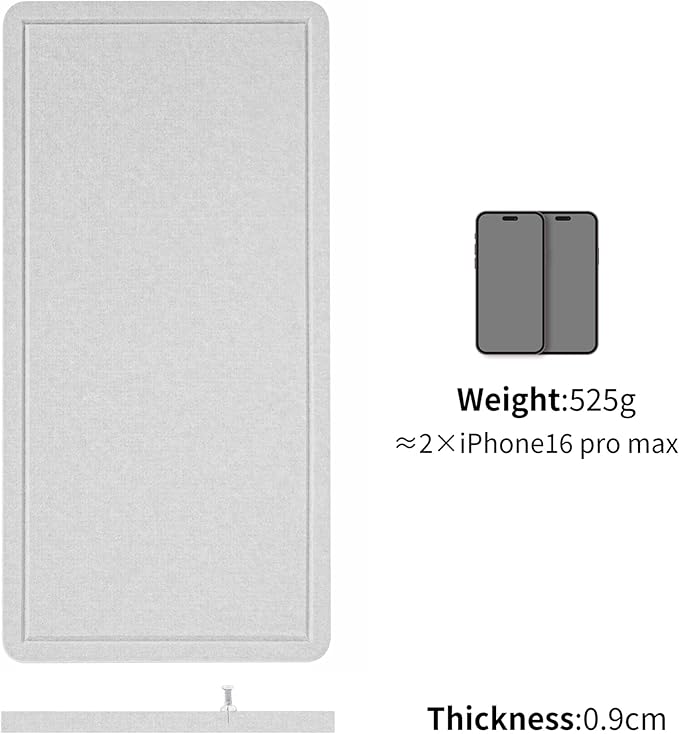Bulletin Board, 35 x 17 1/2 inches Felt Board - Decorative Pin Board, Cork Board Alternative for Wall, Foldable Self-Adhesive Vision Board Prayer Board with 20 Pushpins - Light Gray