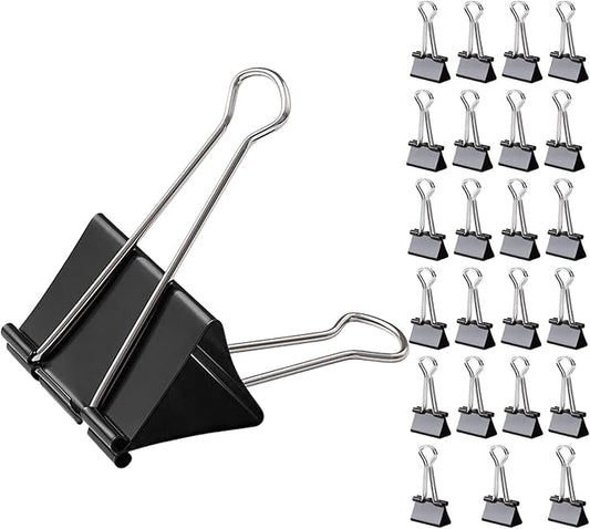 XIIFIIFII 3 Inch Extra Large Binder Clips (24 Pack), Black Jumbo Binder Clips, Heavy Duty Paper Clamps, Big Metal Paper Clips for Office, Home, School, Art Supplies