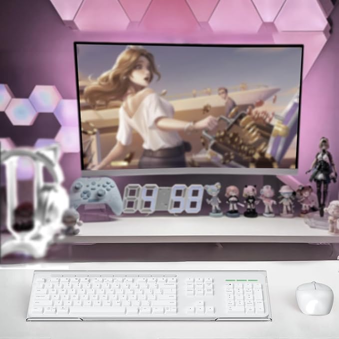 BEEGO Ergonomic Computer Keyboard Stand - Clear Acrylic Keyboard Riser Tilted Keyboard Holder Keyboard Tray with White Non-Slip Strip for Easy Typing at Home School Office Desk Accessories