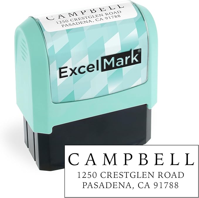 ExcelMark Address Stamp - Custom Return Address Stamp with Elegant Designs, Vibrant Colors & Patterns – Perfect for Mail, Invitations & Gifts (Seafoam Mount, Simple Classic)