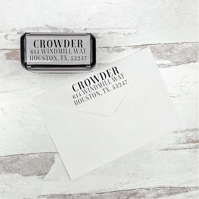 Self Inking Modern Address Stamps | Custom Return Address Stamper (Magazine Serif, Xtra Wide)