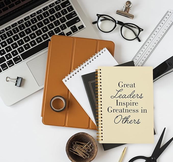 OXW Thank You Gifts for Leader, Meeting Notebook for Work, Appreciation Gift for Boss Manager Mentor, Office Supplies Leadership Gifts, Cream College Ruled Hardcover Spiral Notebook 5.5 x 8.3