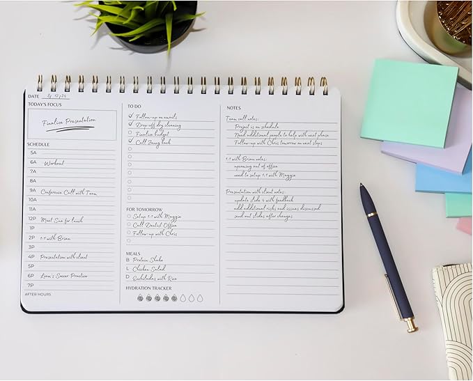 Merely Home | Durable & Sleek | Undated Daily and Weekly Planner | 8.25" x 11.75" | To Do List Notebook for Work | Simple Design | Multiple Layouts | Planner and Notebook in One (Rust, Daily Planner - Landscape)