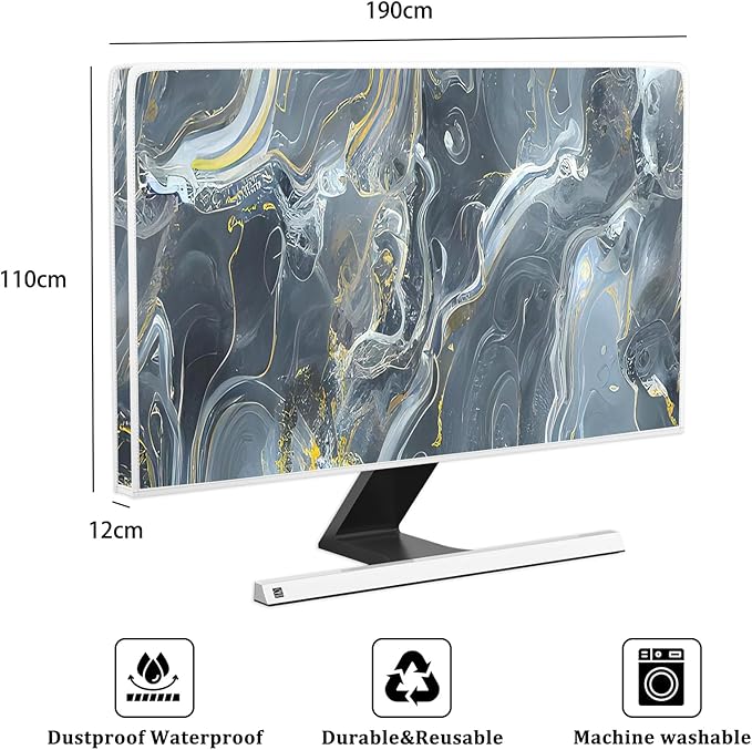 Baocicco Gray Gold Marble Waterproof 80 Inch TV Dust Cover Anti-Static Dustproof Protective Aesthetic Texture Screen TV Covers Full Body Cover for Television Screen Desktop PC LED LCD OLED