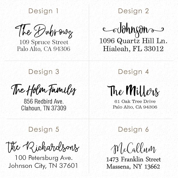 Address Stamp - Custom Stamps for Mailing I Create Personalized Name and Return Address I Up to 3 Lines of Text I Includes Ink Color Options I Self Inking and Wooden Rubber Stamp Options (Script Font)