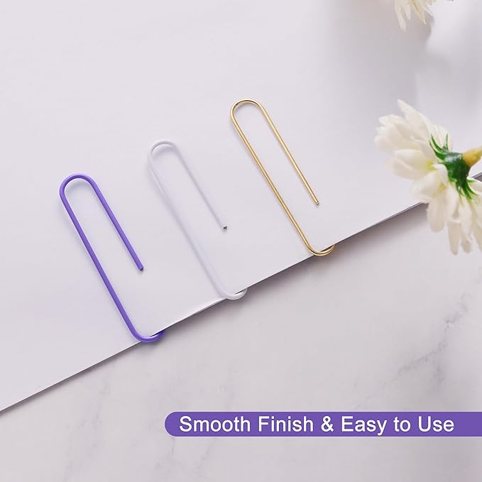 NEEWAY 200pcs Large Purple Paper Clips, 2 Inch Jumbo Paper Clip, Ceative Colored Paperclips for Paperwork Office School and Personal Use