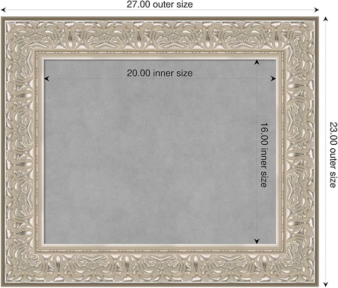 Amanti Art Silver Framed Magnetic Board 23x27 Small Vision Board for use with Magnets, 100% Metal Sheet to Display Items as Office Decor or for Home Organization in mudroom, Kitchen or Kids Room